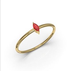 Solid 10k Yellow Gold Marquise Cut Ruby CZ Ring